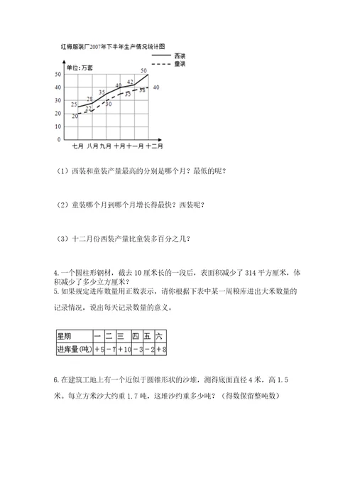 苏教版六年级数学下册期末模拟试卷精品word版