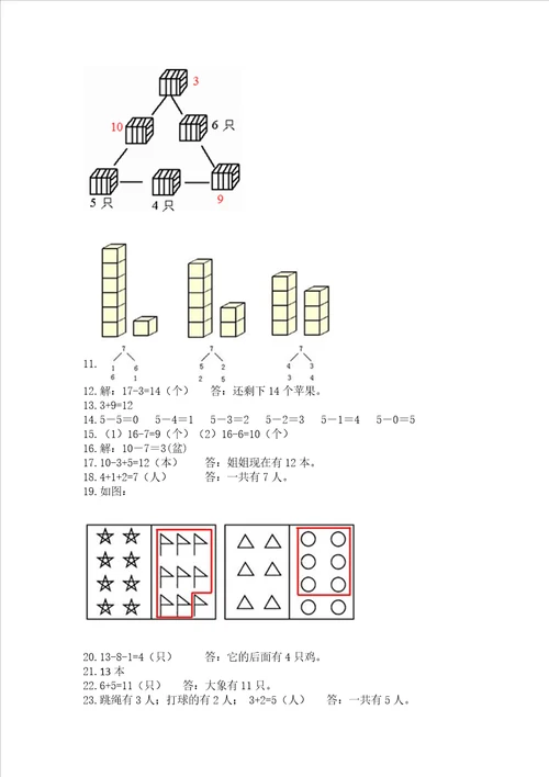 小学一年级上册数学解决问题50道附完整答案名校卷