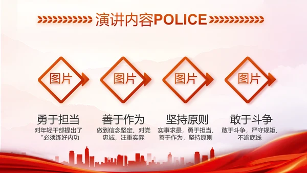 红色大气人民公安警察工作总结PPT