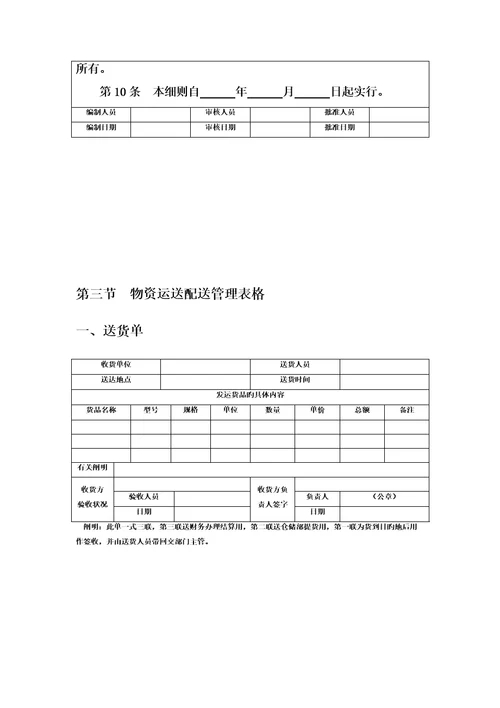 物资配送实施专题方案