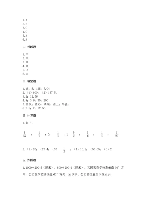 人教版六年级上册数学期末测试卷含答案（名师推荐）.docx