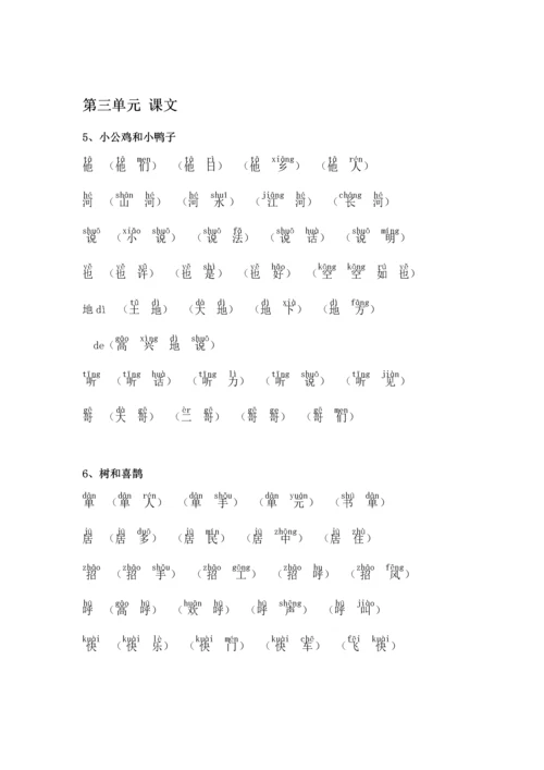 2018新部编版小学一年级下册语文生字组词(含拼音版).docx