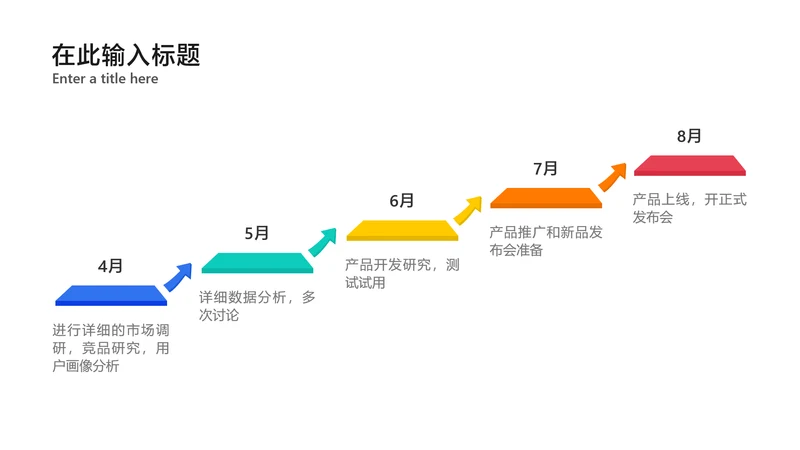 简约风白色流程逻辑图表5项PPT内容页