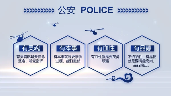 蓝色大气公安警察工作汇报PPT动态模板