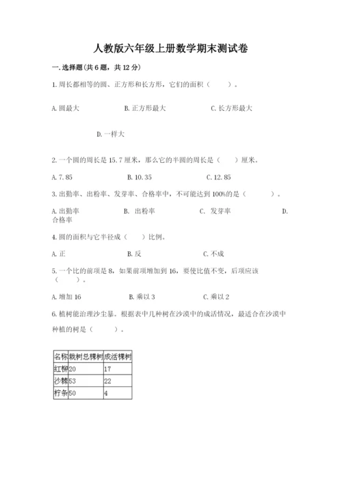 人教版六年级上册数学期末测试卷（夺冠系列）word版.docx