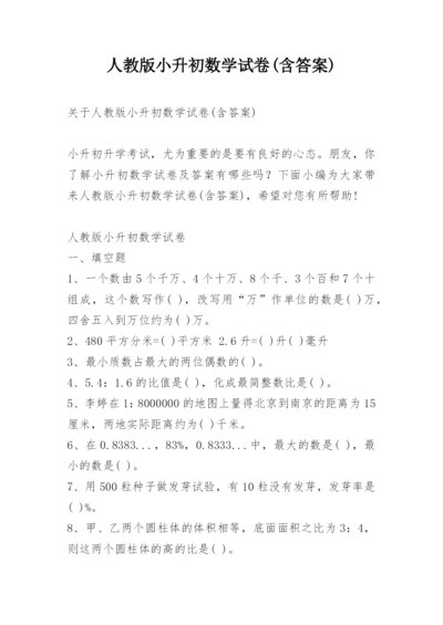 人教版小升初数学试卷(含答案).docx