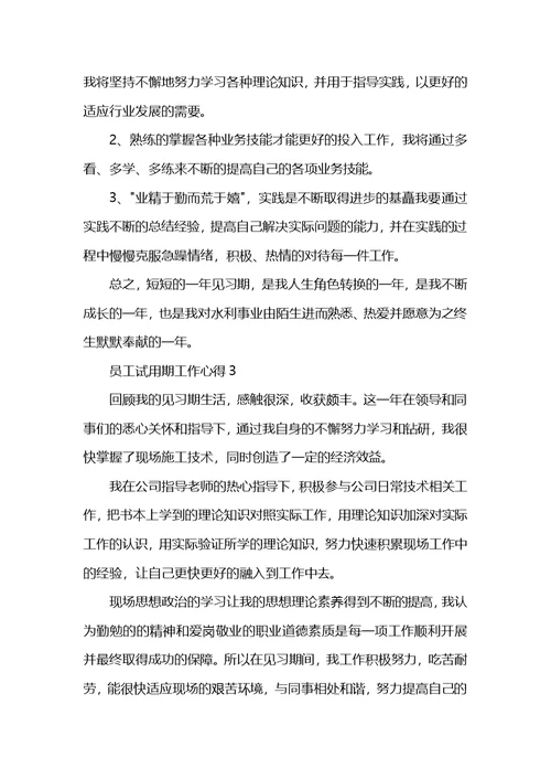 员工试用期工作心得精选范文5篇2021