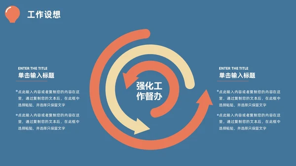 蓝橙简约头脑灯泡创意竞聘述职PPT模板