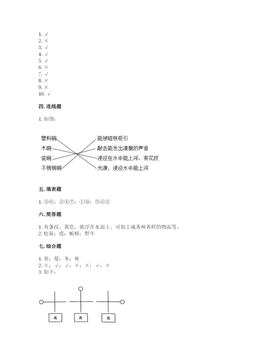 教科版二年级上册科学期末考试试卷及答案（全优）.docx