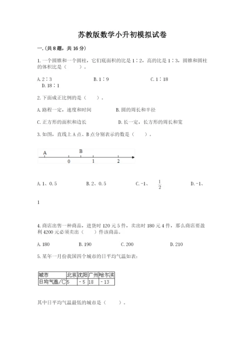 苏教版数学小升初模拟试卷带答案（培优b卷）.docx