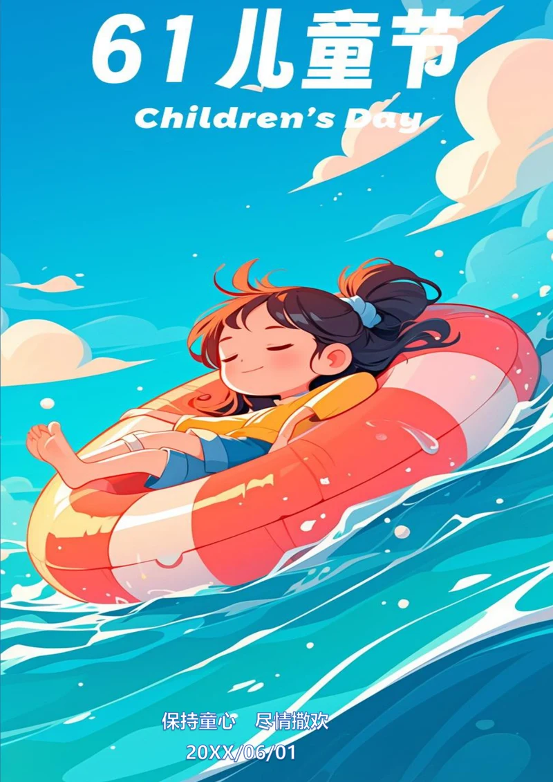 保持童心尽情撒欢六一节日海报