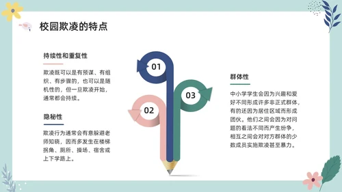 彩色小清新卡通预防校园欺凌家长会PPT课件