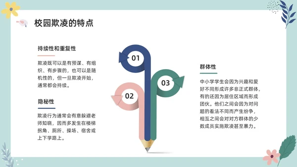 彩色小清新卡通预防校园欺凌家长会PPT课件