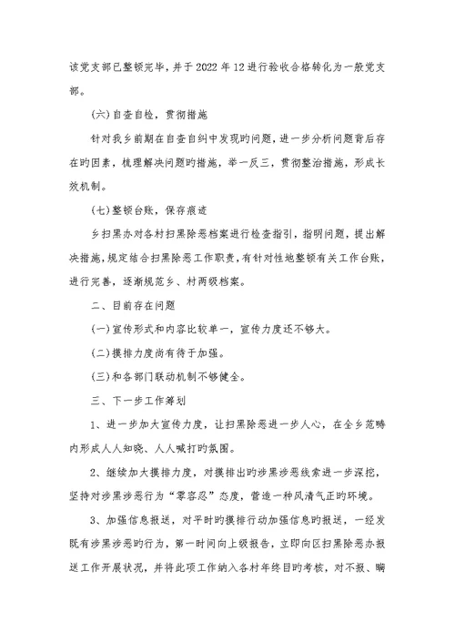 2022年年度扫黑除恶工作总结