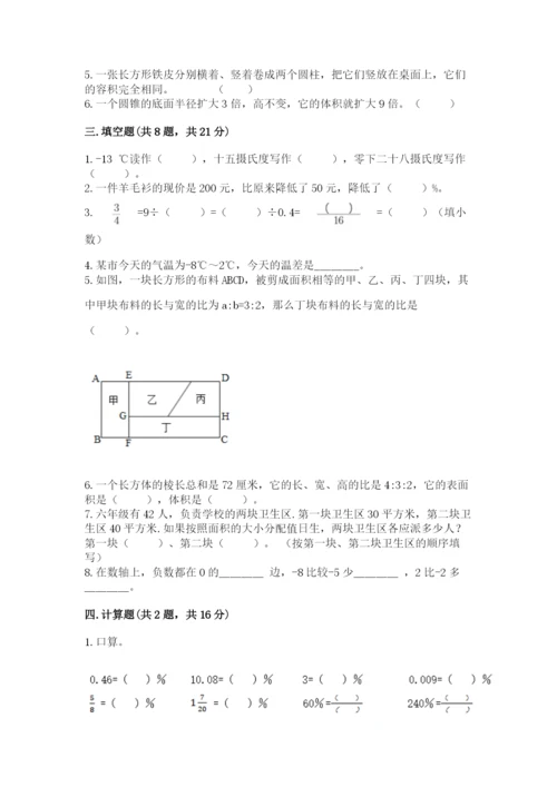 保定市徐水县六年级下册数学期末测试卷审定版.docx
