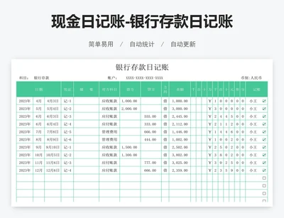 现金日记账-银行存款日记账
