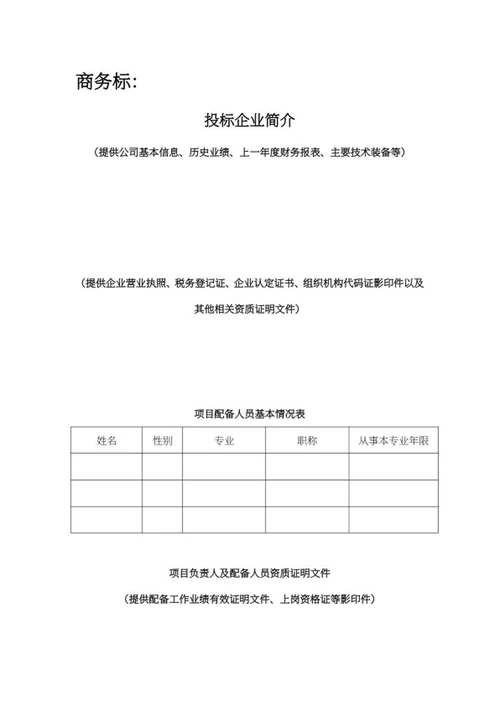 投标文件word模板