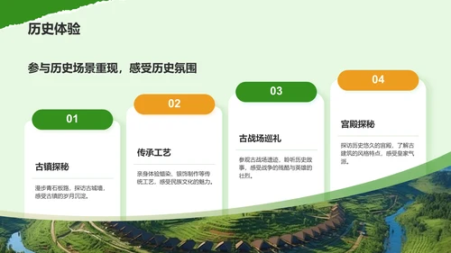 绿色摄影风贵州民族风情与自然美景之旅PPT模板