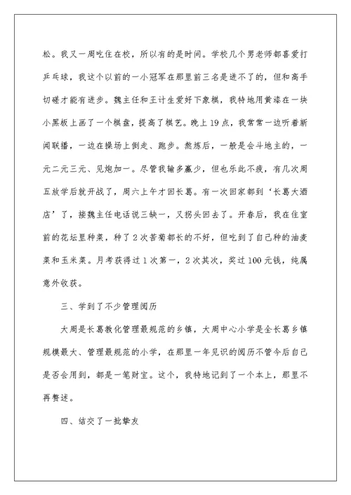 支教教师工作总结例文