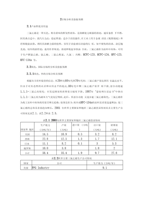 年产4万吨三氯乙烯项目可行性研究报告