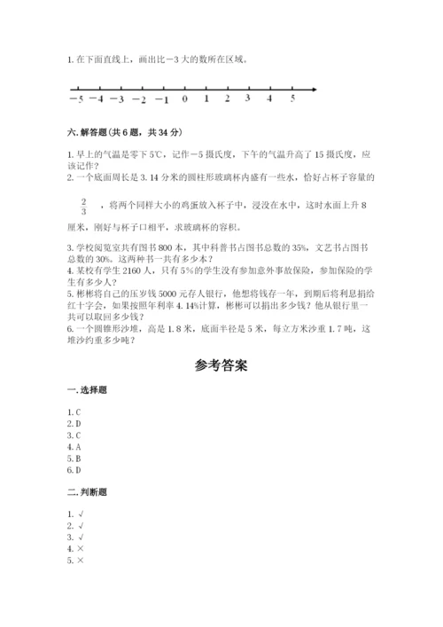 共和县六年级下册数学期末测试卷（夺分金卷）.docx