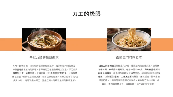 黑色橙色简约风中国面食介绍PPT模板