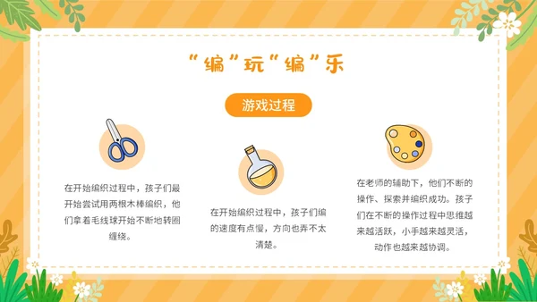 可爱卡通黄色幼儿园自主游戏PPT