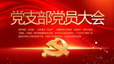 党支部党员大会年终工作总结汇报PPT