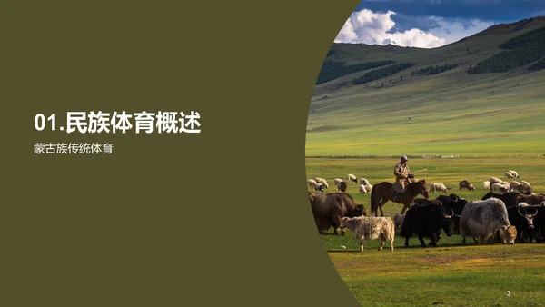 绿色现代蒙古族体育运动科普PPT模板