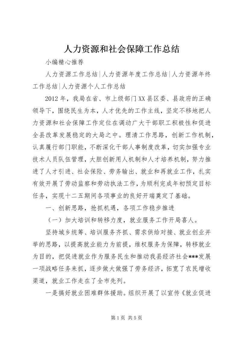 人力资源和社会保障工作总结.docx