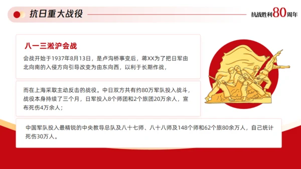 红色党政风纪念抗战胜利周年通用PPT模板
