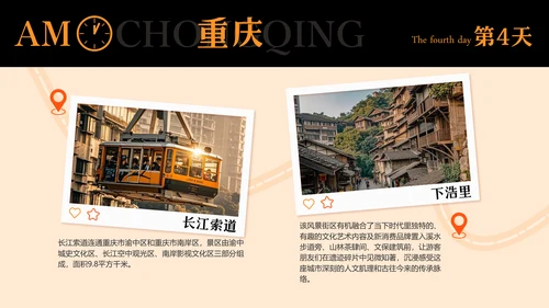 橙黑色插画风重庆旅游攻略
