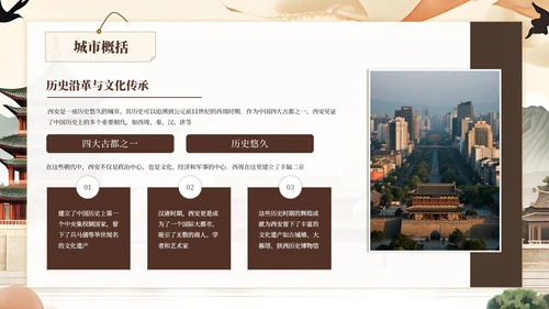 棕色系古风类西安城市旅游介绍PPT