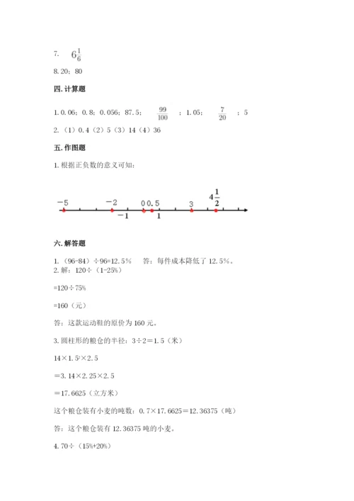 重庆市潼南县六年级下册数学期末测试卷1套.docx