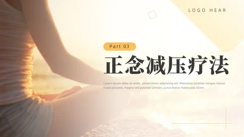 橙色简约风商务正念减压疗法培训PPT模板