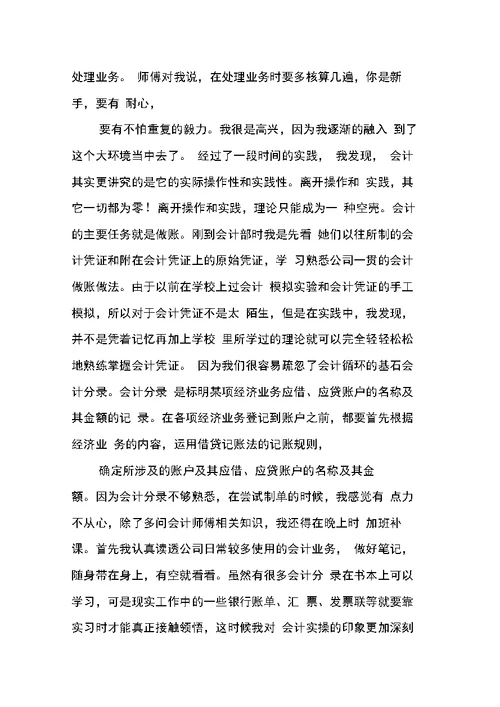 会计实习报告20字