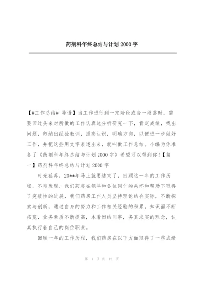 药剂科年终总结与计划2000字.docx