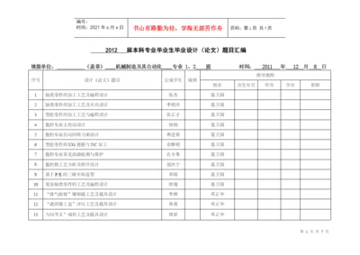 08机械本科专业毕业生毕业设计(论文)题目汇编.docx
