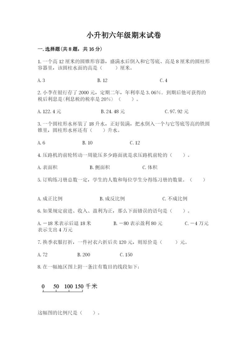 小升初六年级期末试卷（有一套）word版.docx