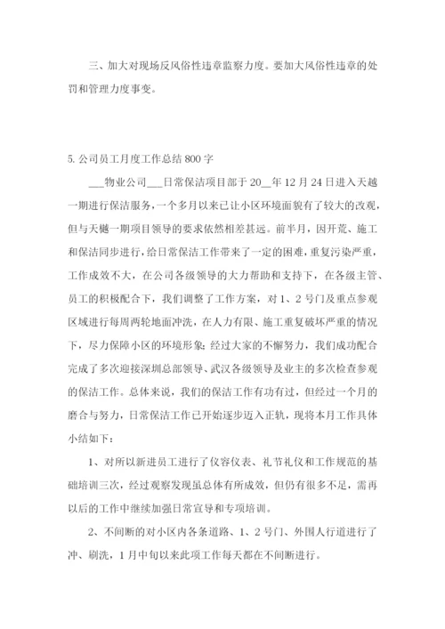 公司员工月度工作总结800字【5篇】.docx