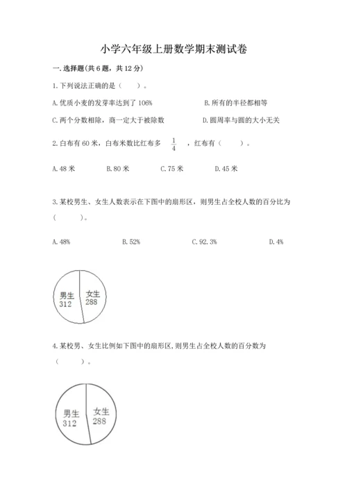 小学六年级上册数学期末测试卷附完整答案（典优）.docx