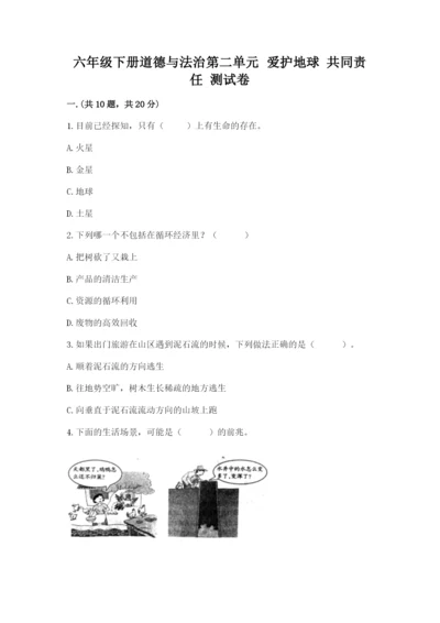 六年级下册道德与法治第二单元 爱护地球 共同责任 测试卷及答案【名师系列】.docx