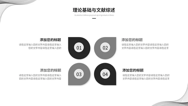简约黑白流体线条毕业答辩毕业论文学术报告开题报告ppt模板