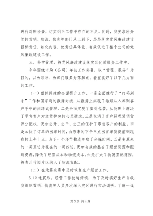 烟草系统个人党风廉政建设自查报告 (3).docx