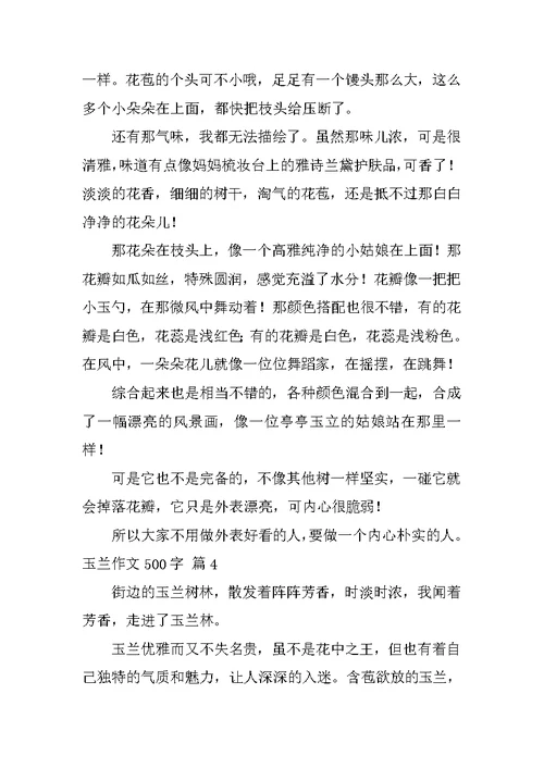 玉兰作文500字