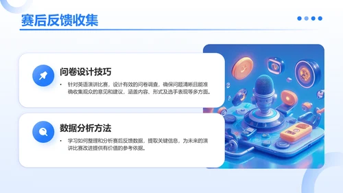 蓝色3D风成功的英语演讲比赛方案PPT模板
