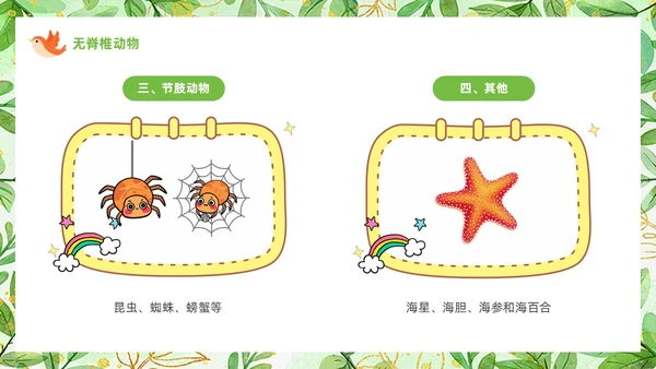 绿色可爱卡通风认识小动物知识介绍PPT世界动物日
