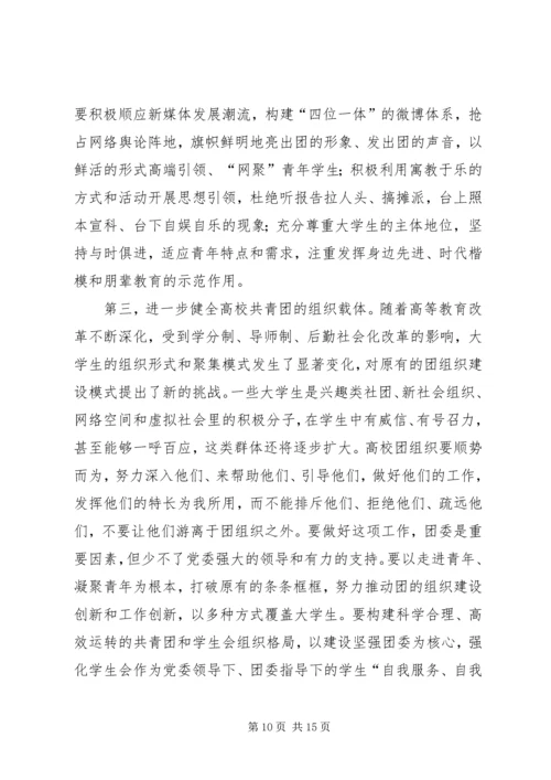 在部分高校共青团工作座谈会上的讲话.docx