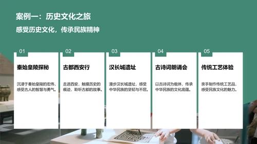 绿色商务风研学旅行宣传介绍PPT模板