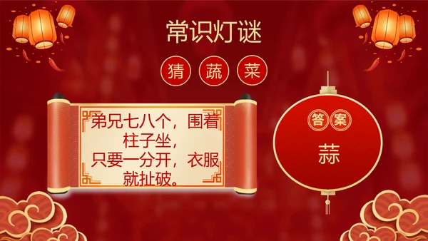 元宵猜灯迷活动红灯笼灯会PPT模板